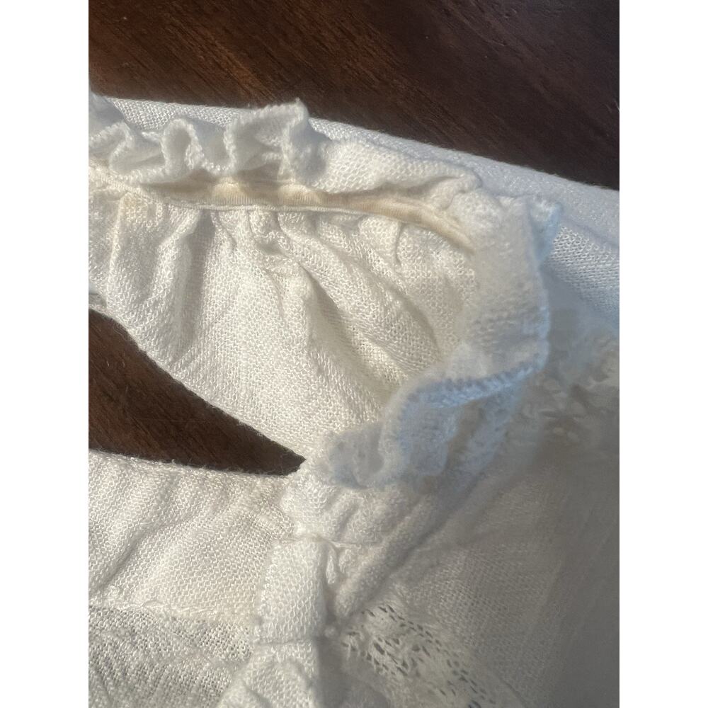 Spell & The Gypsy Blouse Women's Large White Linen Tassel Ties Bohemian Peasant - Picture 11 of 14